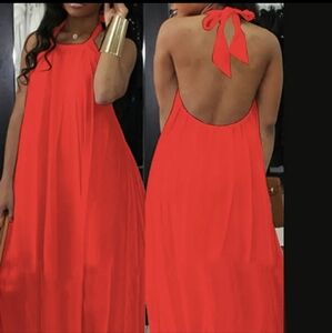 Red Halter Sundress for Night Out